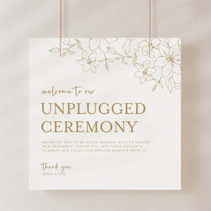 Unplugged Ceremony Sign: Floral Wedding Unplugged Ceremony Sign