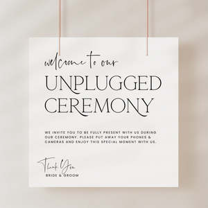 Unplugged Ceremony Sign: Modern Wedding Unplugged Ceremony Sign