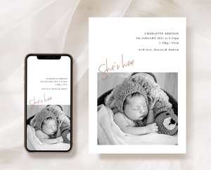 Birth Announcement Cards: Photo Birth Announcement Card Template