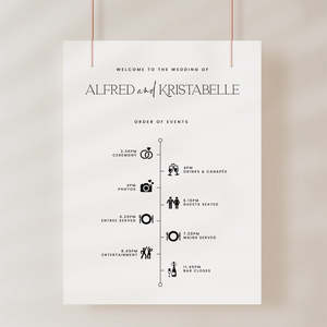 Wedding Reception Timeline Template: Modern Wedding Day Timeline Sign Template