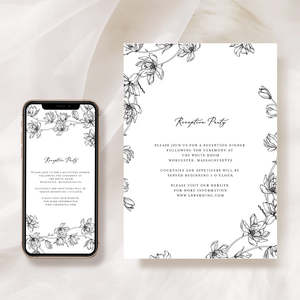 Wedding Reception Invitation: Magnolia Flower Wedding Reception Invitation Card