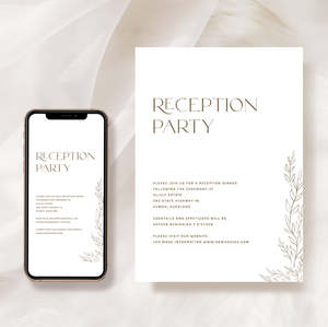 Minimalist Wedding Reception Invitation Card
