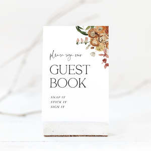 Wedding Table Signs: Rustic Wedding Guest Book Signage Template