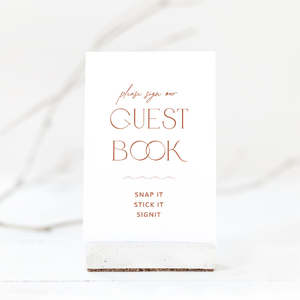 Wedding Table Signs: Modern Wedding Guest Book Sign Template