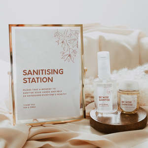 Wedding Table Signs: Minimal Wedding Hand Sanitiser Signage and Labels