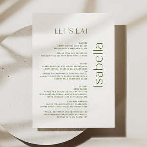 Evelyn - Wedding Menu Cards