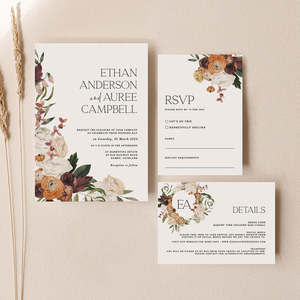 Auree Wedding Invitations: Auree - Wedding Invitation Set of 3 Cards