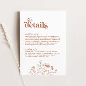 Retro Wedding Details Card