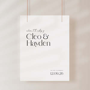Simple Elegant Wedding Invitations Stationery: Cleo - Wedding Welcome Sign