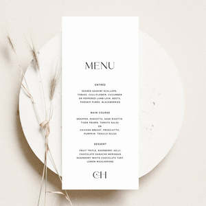 Simple Elegant Wedding Invitations Stationery: Cleo - Wedding Menu Cards