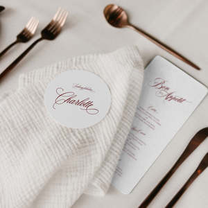 On The Day Wedding Stationery And Signage: Victoria - Menu and Place Card