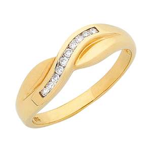 Anniversary Rings: 9ct Yellow Gold Diamond Crossover Ring