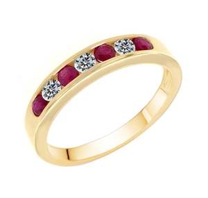 9ct Yellow Gold Ruby And Diamond Channel Set Ring