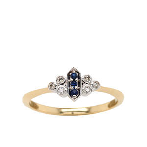 9ct Yellow Gold Sapphire And Diamond Ring