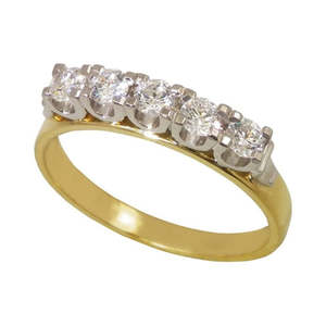 Anniversary Rings: 9ct Yellow Gold 5 Diamond Ring