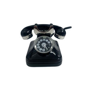 Clocks Barometers: Miniature Novelty Retro Black Telephone Clock