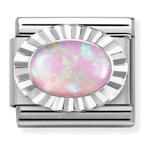 Childrens Jewellery: Nomination Composable 330507/38 Diamond Cut Oval Pink Opal