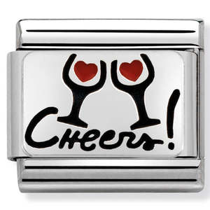 Childrens Jewellery: Nomination Composable 330208/07 Cheers With Glasses Red And Black Enamel