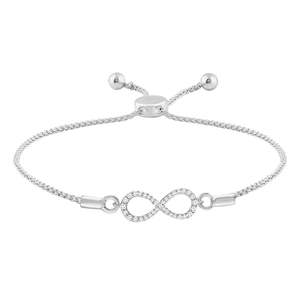 Diamond Bracelets Bangles: 9Ct White Gold Infinity Diamond Set Bracelet