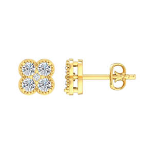 9ct Yellow Gold Lab Grown Diamond Clover Shaped Earrings