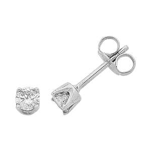 9ct White Gold Diamond Stud Earrings
