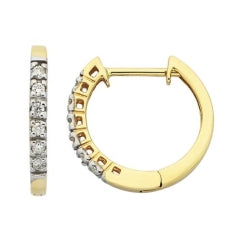 Diamond Earrings: 9Ct Yellow Gold Diamond Huggie Earrings