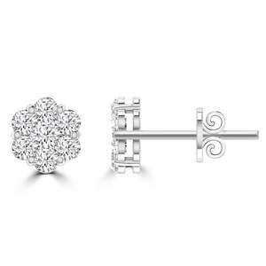9Ct White Gold Diamond Cluster Earrings