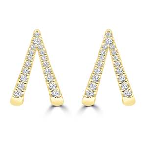 9ct Yellow Gold Diamond Huggie Double Hoop Earrings