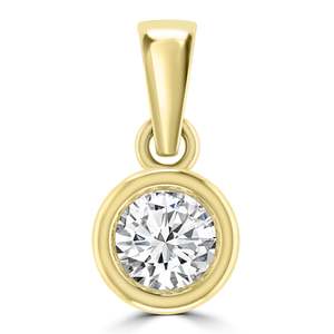 9ct Yellow Gold Bezel Set Diamond Pendant