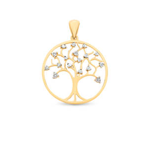 Diamond Necklaces Pendants: 9Ct Yellow Gold Diamond Tree Of Life Pendant