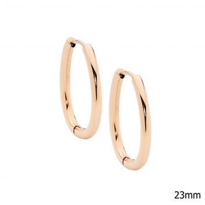 Ladies Ellani Stainless Steel Rose Gold Plated Hoops SE277R