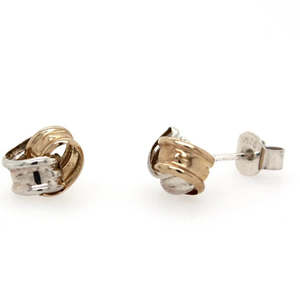 Earrings: 9ct Yellow Gold And Sterling Silver Knot Earrings