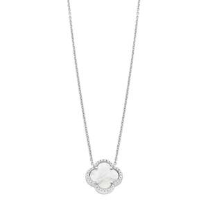 Jewellery Cubic Zirconia: Sterling Silver MOP And CZ Clover Pendant