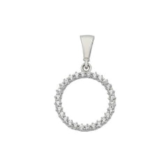 9Ct White Gold Circle Of Life Cz Pendant