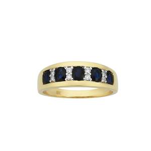 9ct Yellow Gold Sapphire And Diamond Ring
