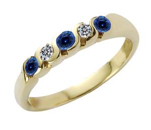 9ct Yellow Gold Sapphire And Diamond Ring