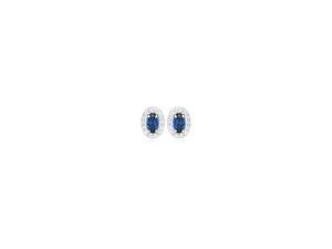 Jewellery Sapphire: Sterling Silver Nano Sapphire And CZ Earrings