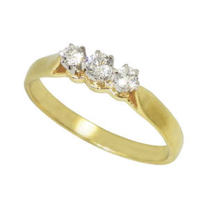 Rings Three Stones: Yellow Gold Three Diamond Ring