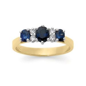 9Ct Yellow Gold Sapphire And Diamond Ring