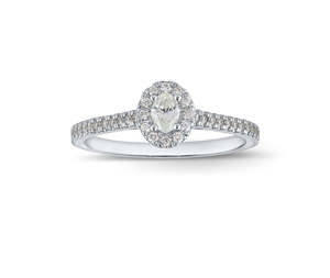 9ct White Gold Halo Cluster With Oval Centre