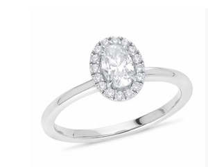 Rings Halo: 18ct White Gold Oval Halo Cluster