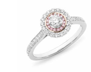 Rings Halo: 9ct White Gold Halo With Pink Diamonds