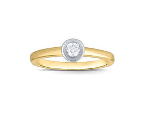 Rings Solitaire: 9ct Yellow Gold Diamond Rubover Solitaire