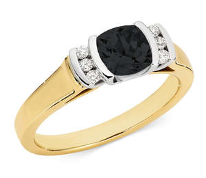 Rings Solitaire: 9Ct Yellow Gold Sapphire And Diamond Ring
