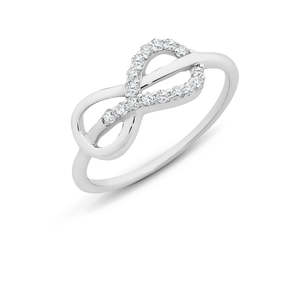 Rings Bands: Sterling Silver Infinity Ring Set With CZ