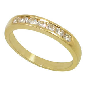 Rings Bands: 9ct Yellow Gold Channell Set Diamond Ring