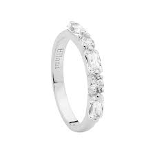 Rings Bands: Sterling Silver Round And Baguette Cubic Zirconia Ring