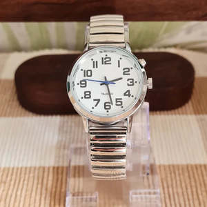 Silver Ladies Talking Watch With Expanding Strap