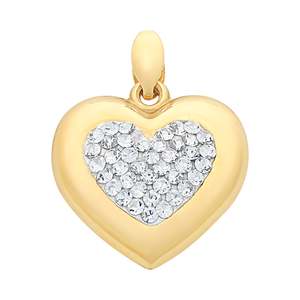 Necklaces Pendants: 9ct Yellow Gold Heart Pendant Set With Crystals