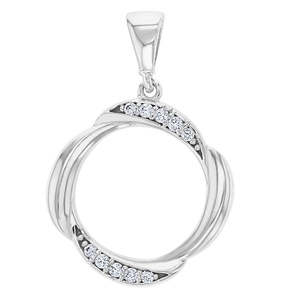 Necklaces Pendants: 9ct White Gold CZ Circle Pendant